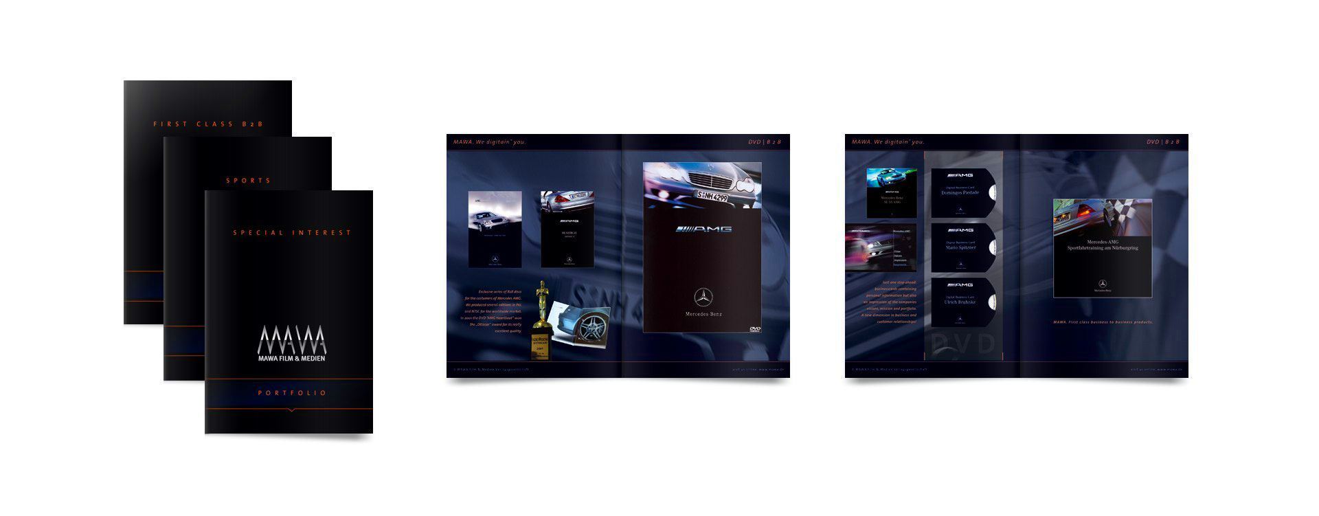 HQ catalogue design for the absolute high quality DVD series on my first job after studies: Mercedes Benz AMG directly worked with the company to create these DVDs for its customers, automotive, brochure design, catalogue design, book design, elegance, legendary cars, carmanufacturer, car promo, mercedes movies