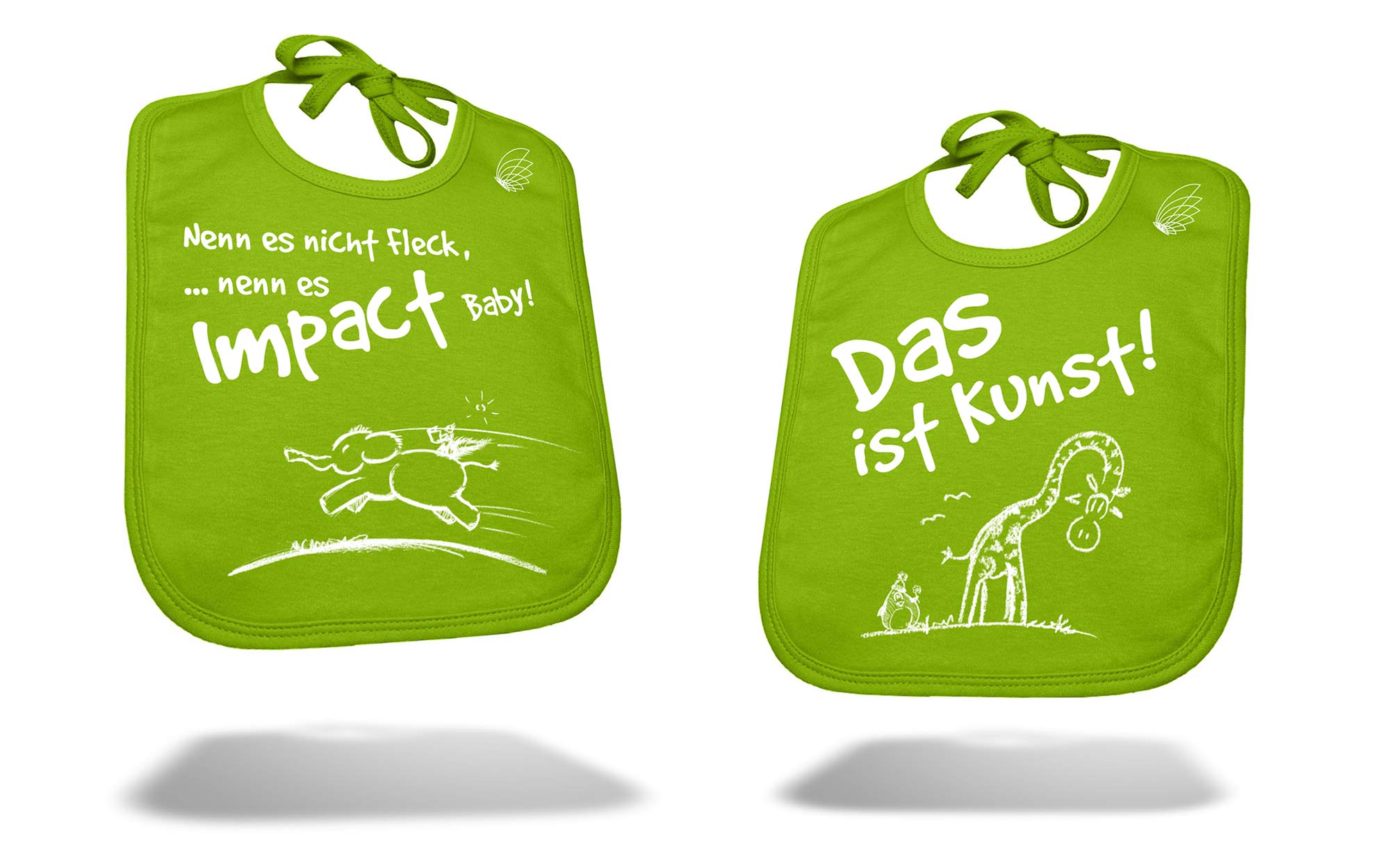 Bips, Sabberlatz, cute, You´ve heard about those running shirts. The team loved them. When some got bambinos, the rest of the team asked for a bib - in german Sabberlatz - in the style of the shirts. I had the illustrations already developed in my free time so now it was also about texting. I also payed for the production while the rest of the team stuffed the present-table up with other things new parents can use during the first time. illustration & design by StSchultze