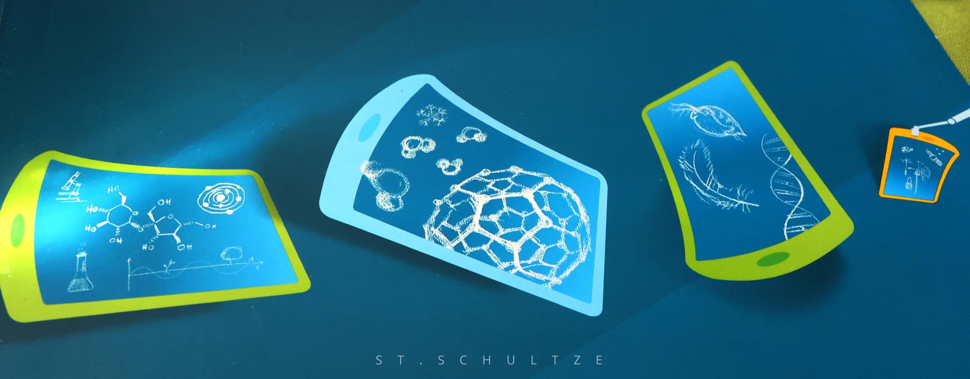 digital meets handdrawn illustration - from the title of a folder for a report on STEM MINT education for kids. illustration & design by StSchultze