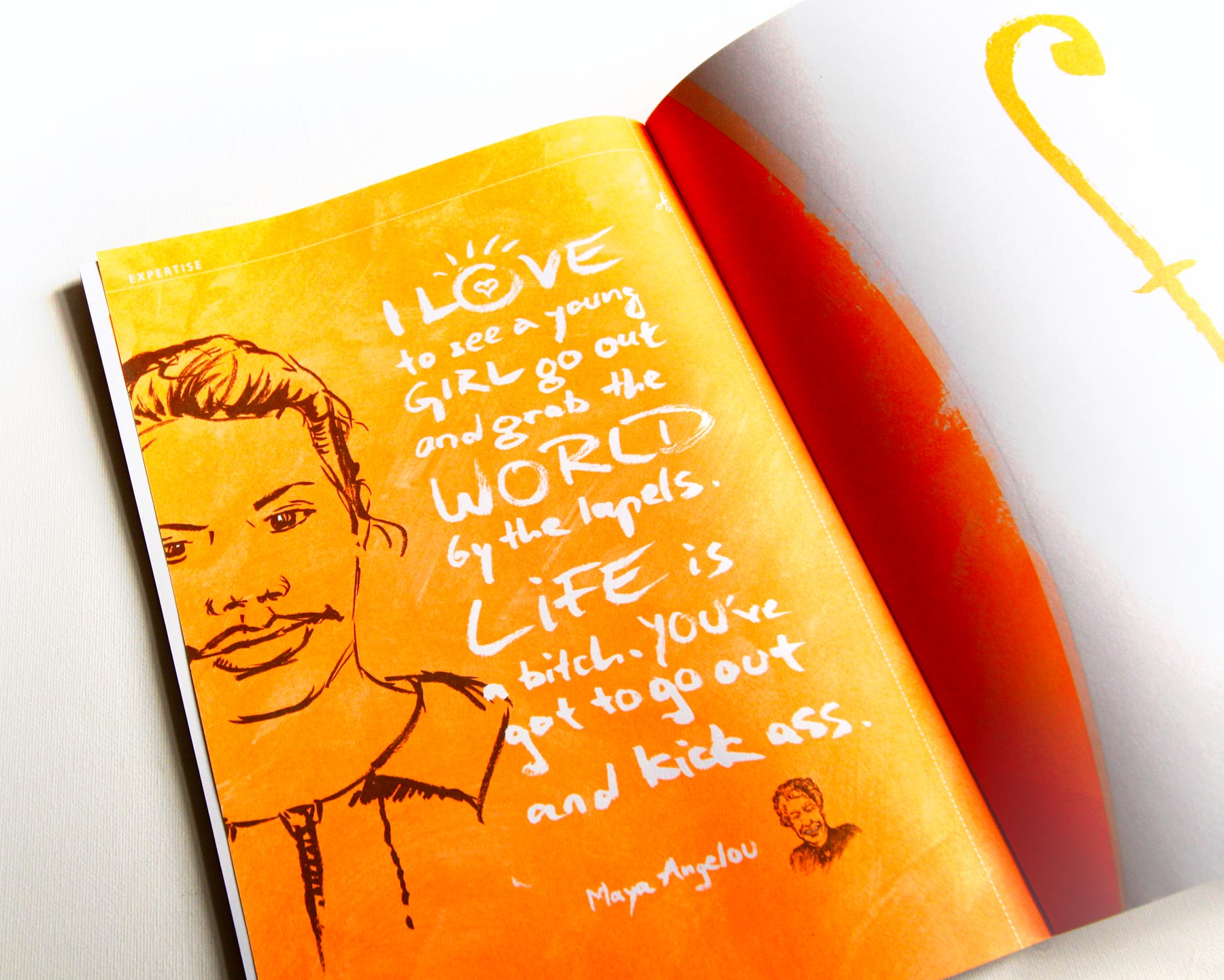 art drawing painting illustration by Stefan Schultze: Maya Angelou Portrait as young girl and as old lady for a Publication in Support of Women by Fondacion CHANEL.